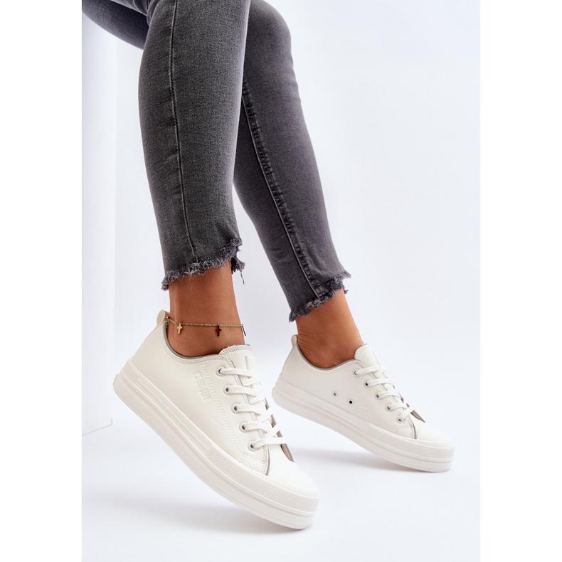 Tênis feminino de couro ecológico Big Star NN274847 branco 1