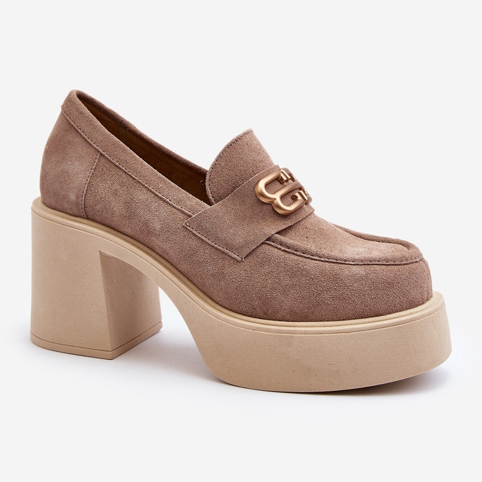 Zazoo 20170 sapatos femininos de camurça com salto alto, bege 1