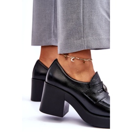 Lemar Sapatos femininos de couro com salto preto 2