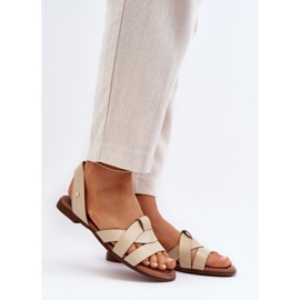 Zazoo 40185 Sandálias Confortáveis ​​de Couro Slip-On, Bege 2