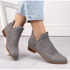 Botins femininos em camurça com recorte cinza Vinceza 58240 1