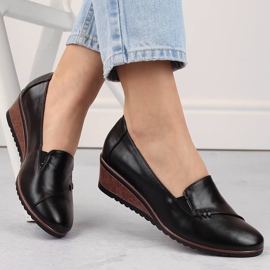 Sapatos femininos pretos de cunha Potocki SZ12345 1