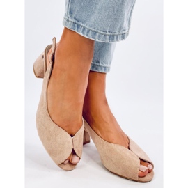 Sandália de tacão caqui Venus bege 2