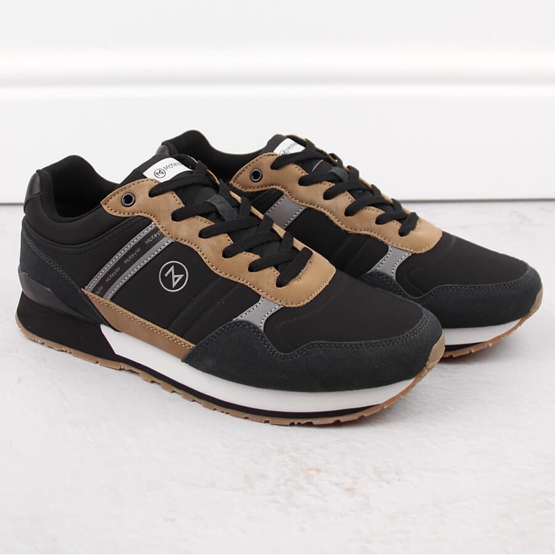 Calçados esportivos masculinos de couro preto McKeylor 74111 1