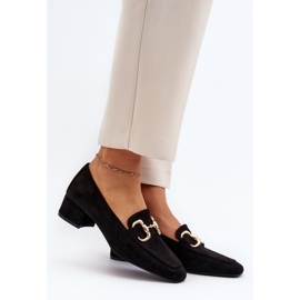 Sapatos bloco de salto baixo com decoração, Dolvira preto 2