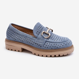 Mocassins Femininos Abertos Com Decoração, Azul Talesse 1