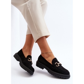 Mocassins femininos perfurados com decoração, Talesse preto 2