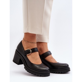 Zazoo 20166 Bombas de couro preto 2