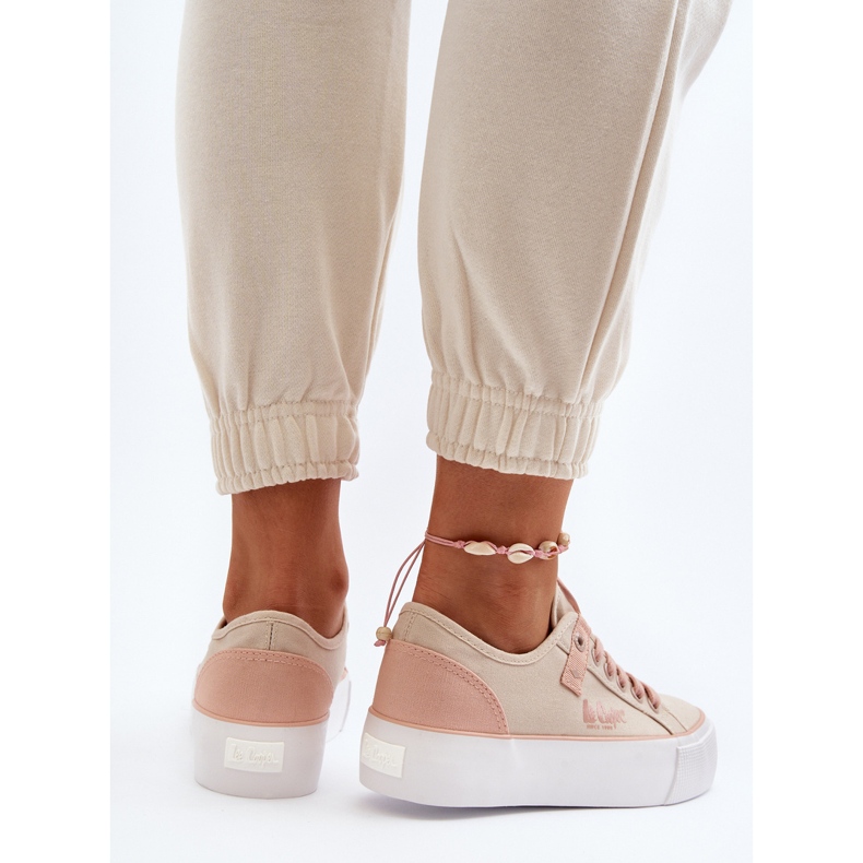 Lee Cooper LCW-24-31-2196 Tênis feminino de tecido, bege 2