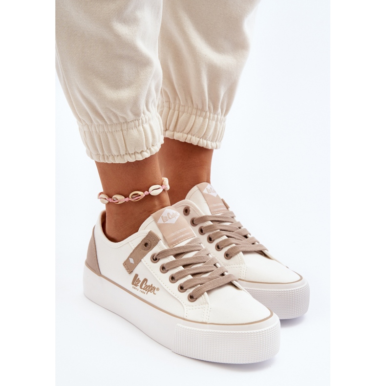 Lee Cooper LCW-24-31-2198 Tênis feminino de tecido, branco 1