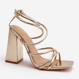 Sandálias elegantes de salto alto Josette Gold dourado 2