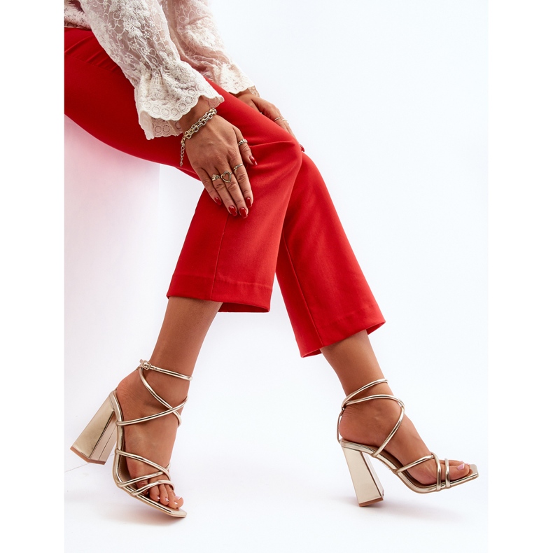 Sandálias elegantes de salto alto Josette Gold dourado 1