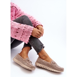 Vinceza Mocassins femininos bege com laço Reece 1