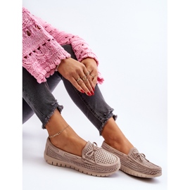 Vinceza Mocassins femininos bege com laço Reece 2