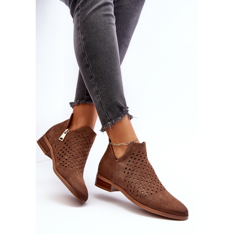 Vinceza Botas rasteiras femininas Janetris Low marrons castanho 1
