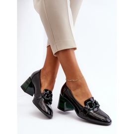 Vinceza Bombas de patente Paliotte pretas com corrente preto 1