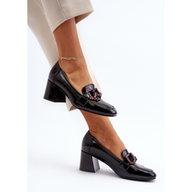 Vinceza Bombas de patente Paliotte pretas com corrente preto 1