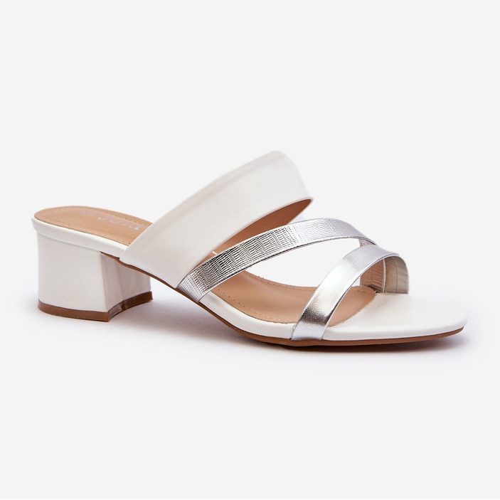 Chinelos de salto baixo feminino branco Rosila 1
