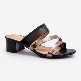 Chinelos femininos de salto baixo pretos Rosila 1