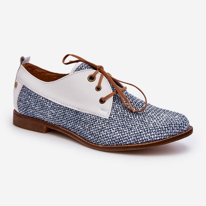 Sapatos baixos de couro feminino Maciejka 06461-17 azul 1