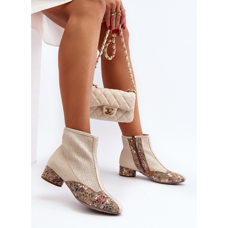 Botas trançadas de salto alto Maciejka 04937-22 Bege Claro 1