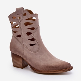Botins de couro com recortes Maciejka 06412-04 Bege 2