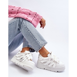 Tênis Zazoo 2F-7033 em plataforma enorme, branco 2
