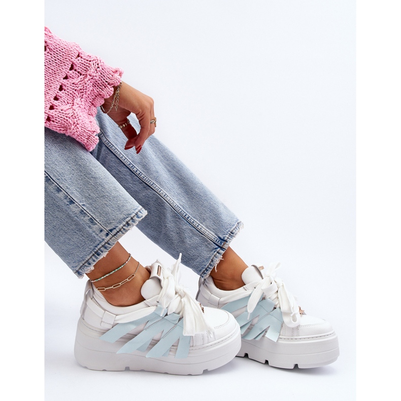 Tênis Zazoo 2F-7033 em plataforma enorme, azul 2