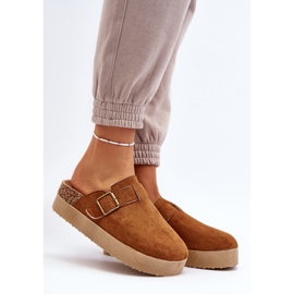 Tamancos com plataforma Camel Jorffia feminino castanho 2