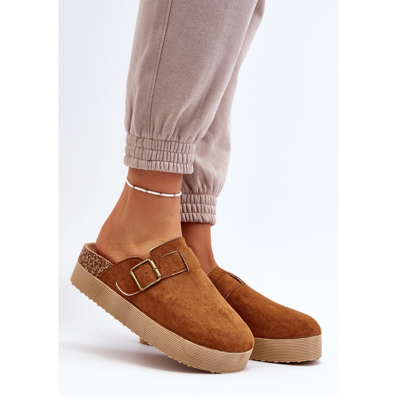 Tamancos com plataforma Camel Jorffia feminino marrom 2
