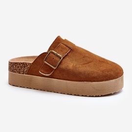 Tamancos com plataforma Camel Jorffia feminino castanho 1