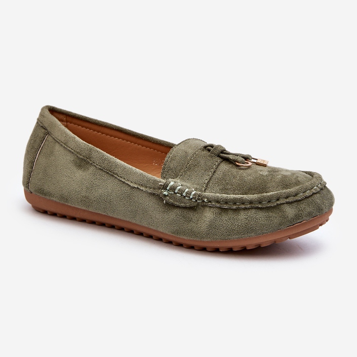 Mocassins clássicos de camurça feminino verde Ontala 2