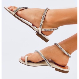 Sandálias chinelos Ayless bege com strass 1 Sandálias chinelos Ayless bege com strass 1