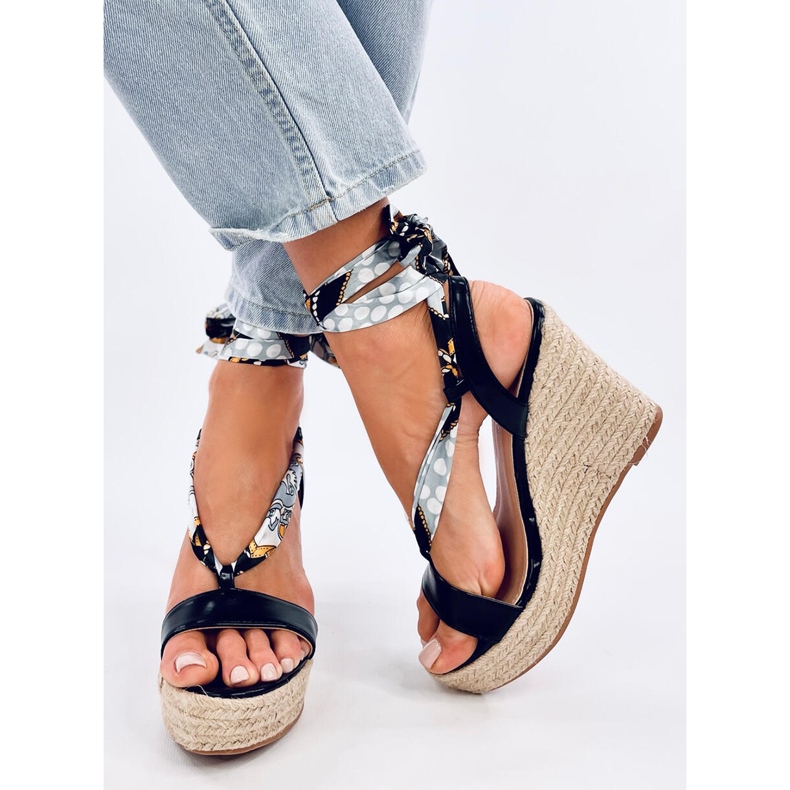 Birrel Sandálias alpercatas pretas com cunha preto 2