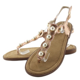 Chinelos com pérolas grandes LL-75 Champagne rosa 2