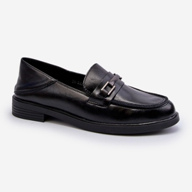 Vinceza Mocassins de couro feminino preto Nurea 1