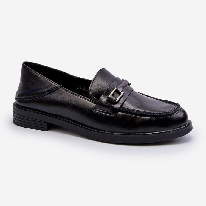 Vinceza Mocassins de couro feminino preto Nurea 1