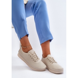 Vinceza Tênis feminino esportivo de couro bege Lalnai 2