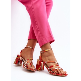 Sandálias de salto alto estampadas laranja Jenglla 2