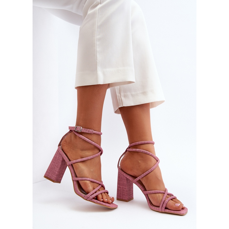 Sandálias de salto alto Herfiana rosa com tiras 1