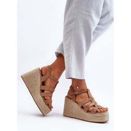 Sandálias de cunha com trança, Marrom Gnosis castanho 1