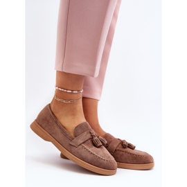 Mocassins de camurça femininos castanhos Dansitu 2