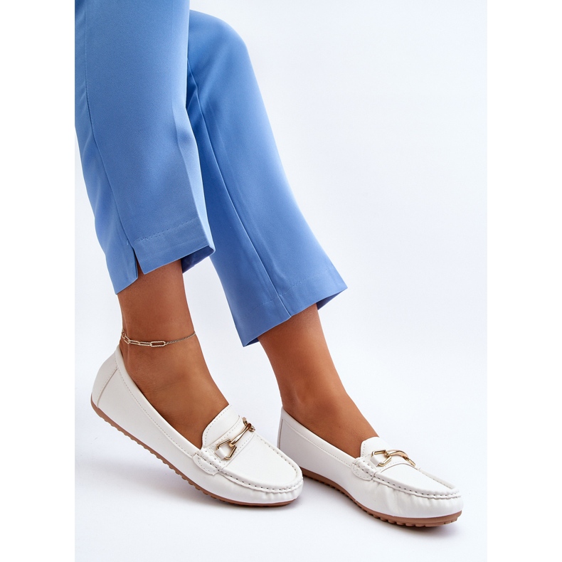 Mocassins clássicos femininos com decoração, Ainslee branco 2 Mocassins clássicos femininos com decoração, Ainslee branco 2