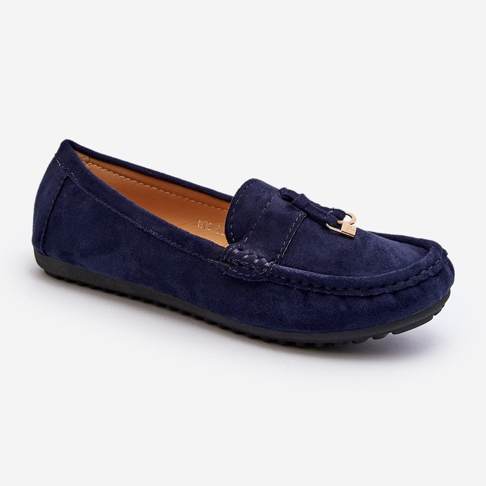 Mocassins clássicos de camurça feminino azul marinho Ontala 2