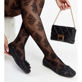 Sapatilhas pretas com flor Mateja decorativa preto 1