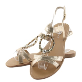 Sandálias com pedras decorativas LC-132 ouro dourado 2 Sandálias com pedras decorativas LC-132 ouro dourado 2