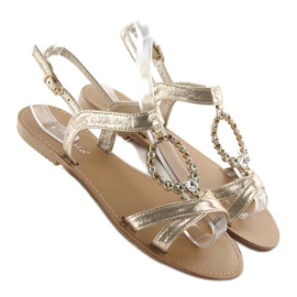 Sandálias com pedras decorativas LC-132 ouro dourado 1 Sandálias com pedras decorativas LC-132 ouro dourado 1