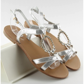 Sandálias com pedras decorativas de prata cinza 1 Sandálias com pedras decorativas de prata cinza 1