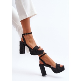 Sandálias jeans com salto alto Preto Acrana 1