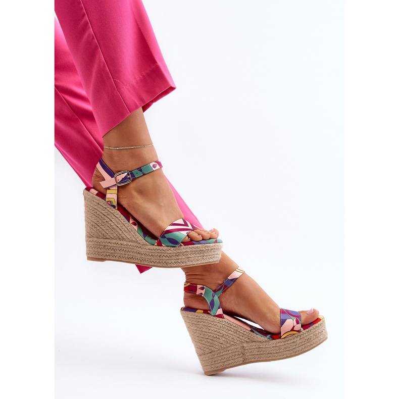 Sandálias de cunha estampadas feitas de Anihazra multicolor trançado multicolorido 1